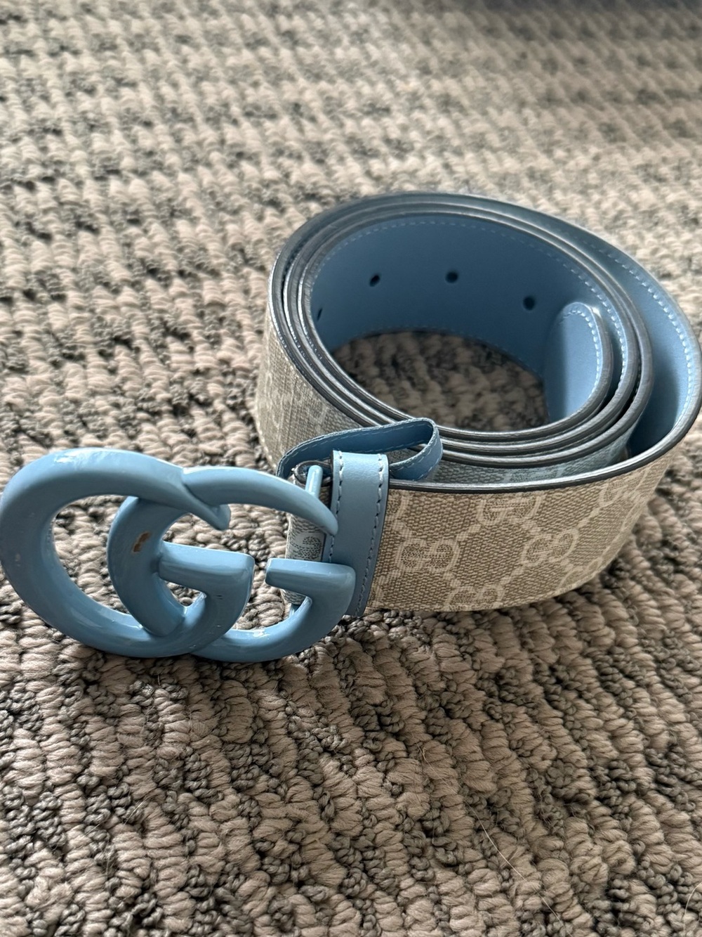 Gucci Pale Blue coated Authentic Belt
